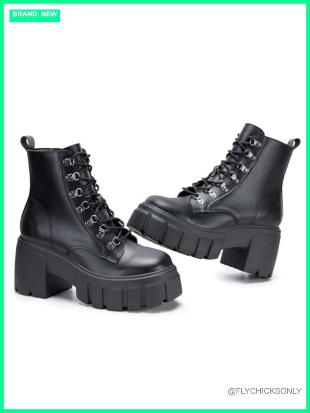 Womens Combat Boots Ankle Booties Lace Up Chunky Platform Heel Side Zip
